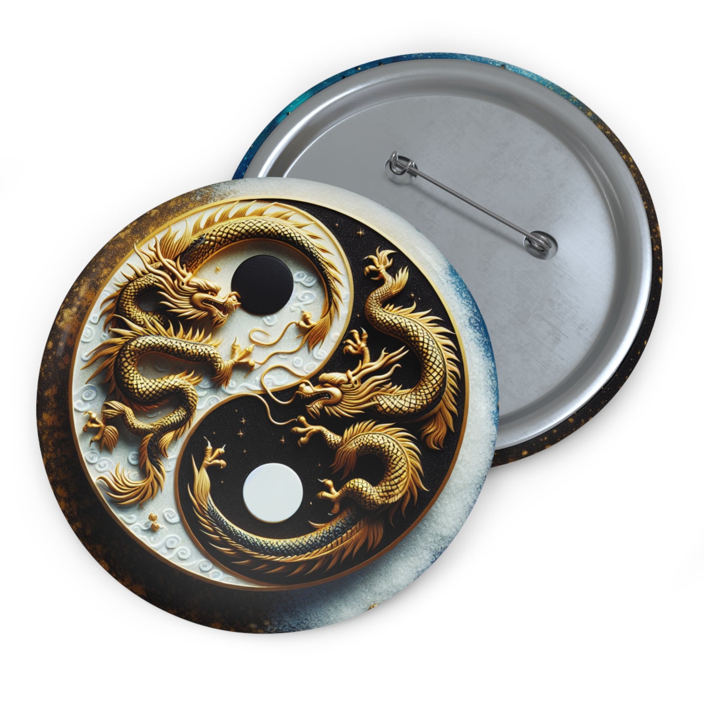 Ying Yang Dragons Custom Pin Buttons