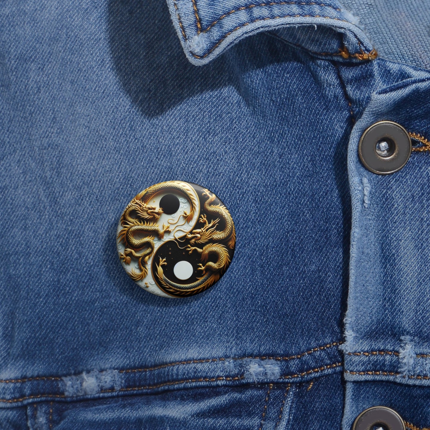 Ying Yang Dragons Custom Pin Buttons