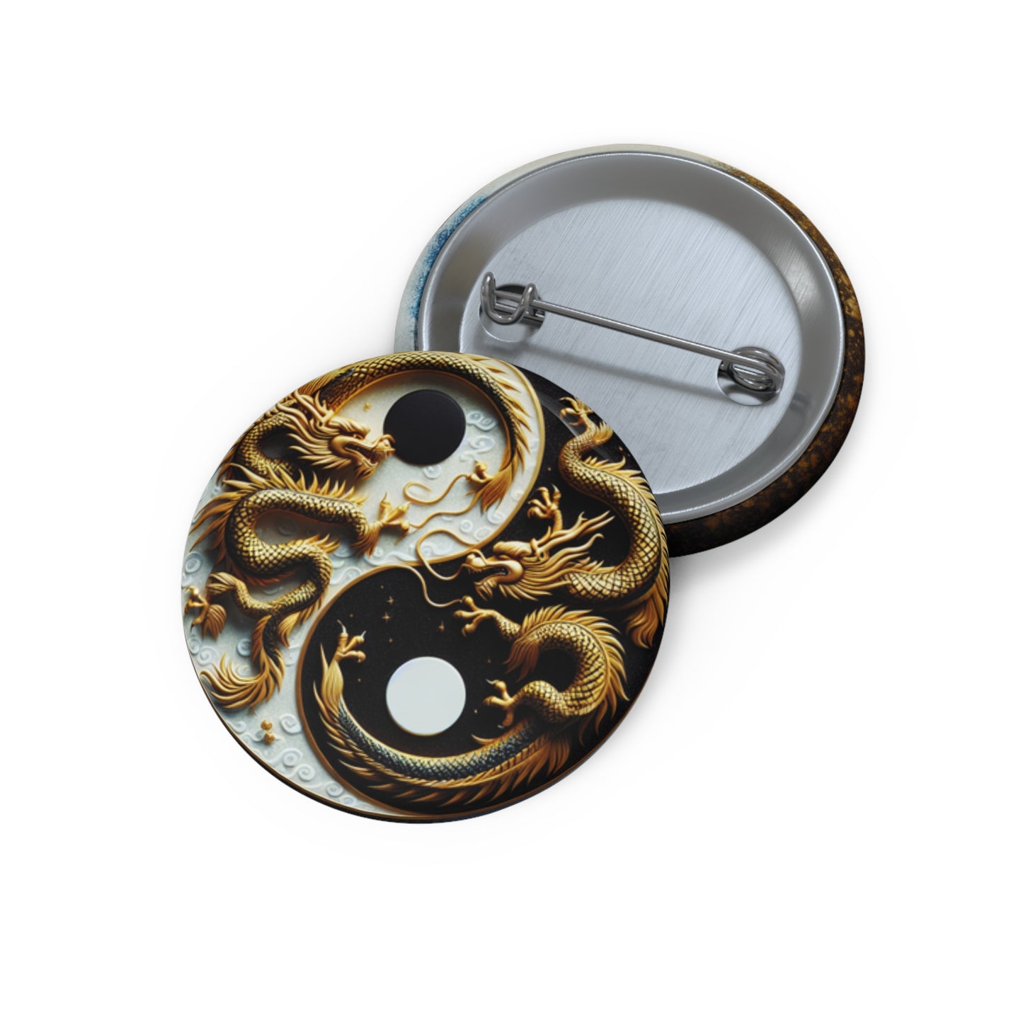 Ying Yang Dragons Custom Pin Buttons