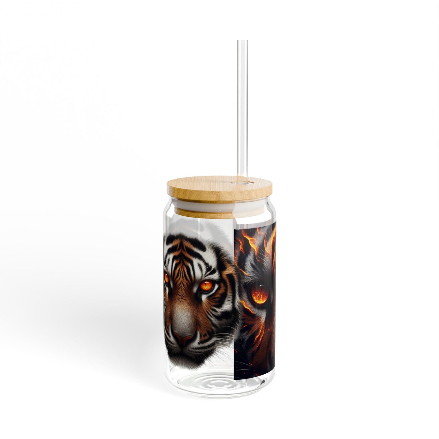 Fierce Tiger Sipper Glass - 16oz Colorful Reusable Drinkware