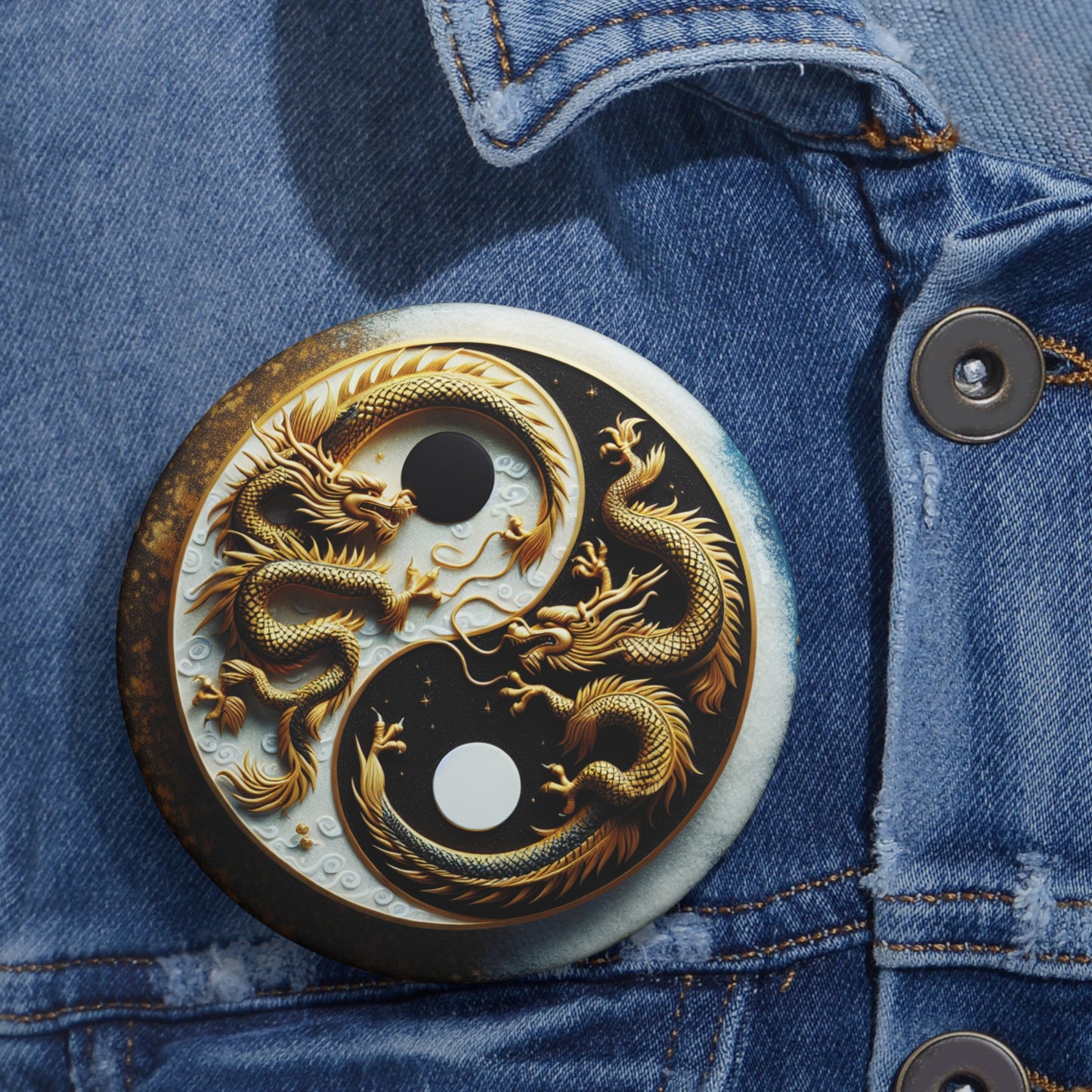 Ying Yang Dragons Custom Pin Buttons