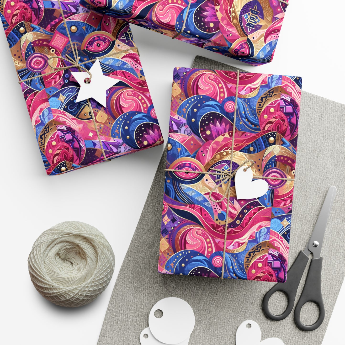 Vibrant Gift Wrap Papers - Colorful Heart Design for Special Occasions