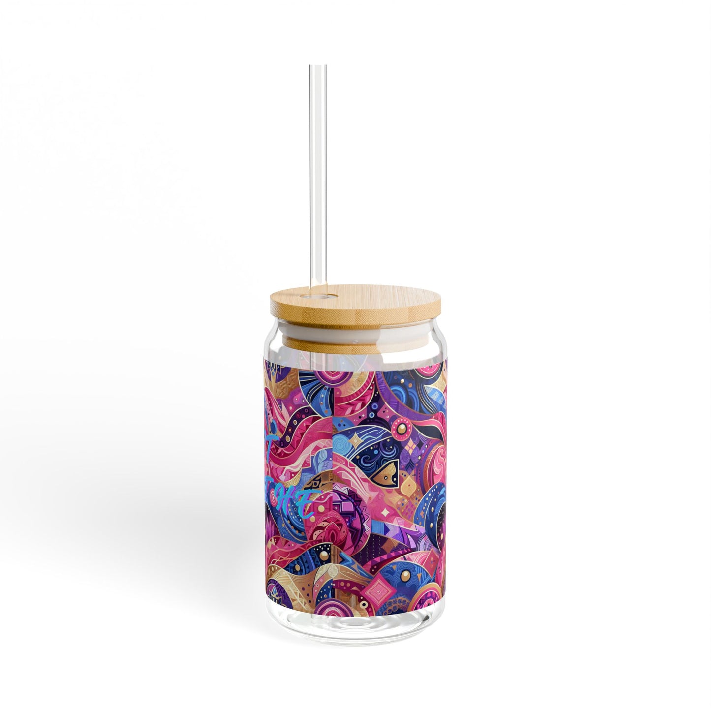 Just Breathe Sipper Glass - 16oz Colorful Reusable Drinkware