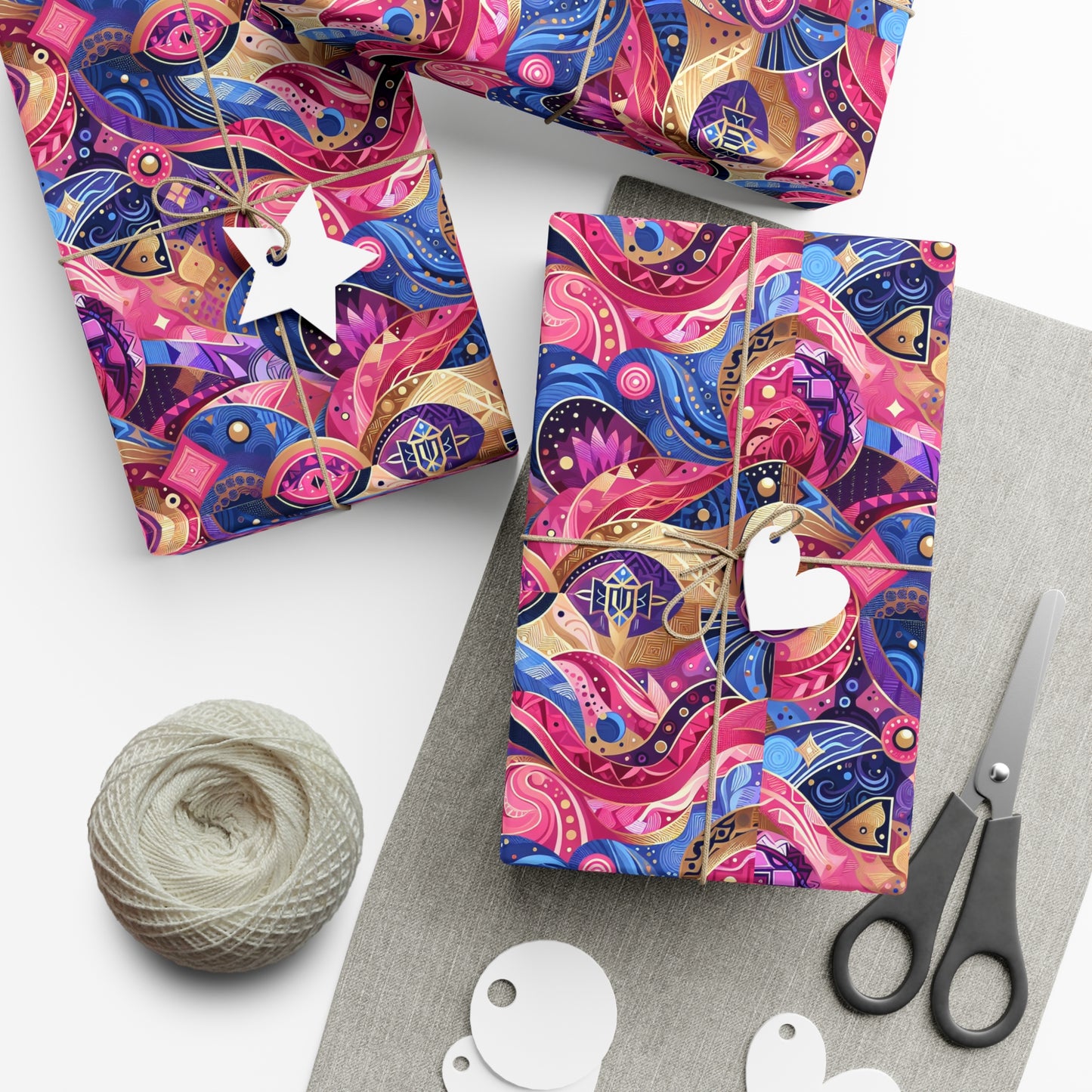 Vibrant Gift Wrap Papers - Colorful Heart Design for Special Occasions