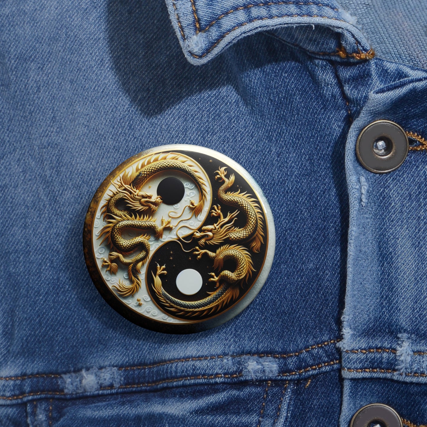 Ying Yang Dragons Custom Pin Buttons