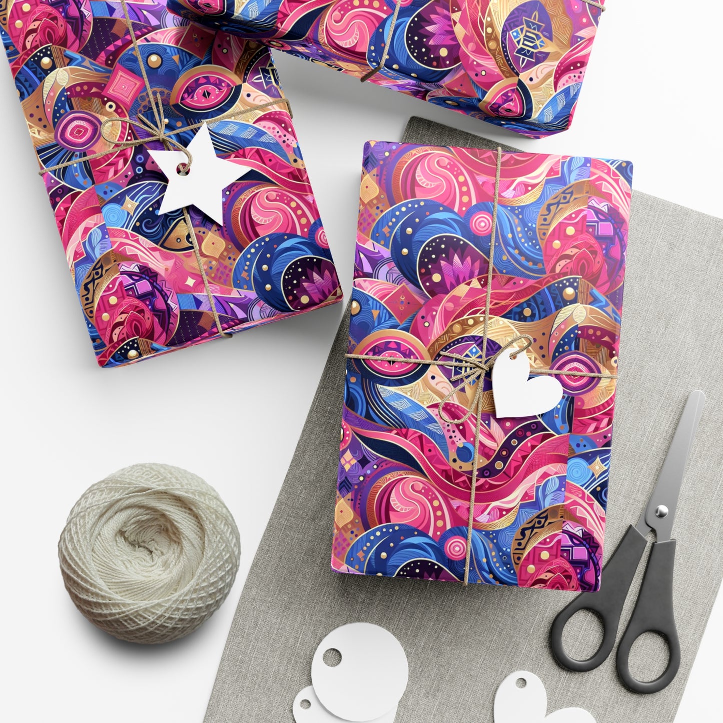 Vibrant Gift Wrap Papers - Colorful Heart Design for Special Occasions