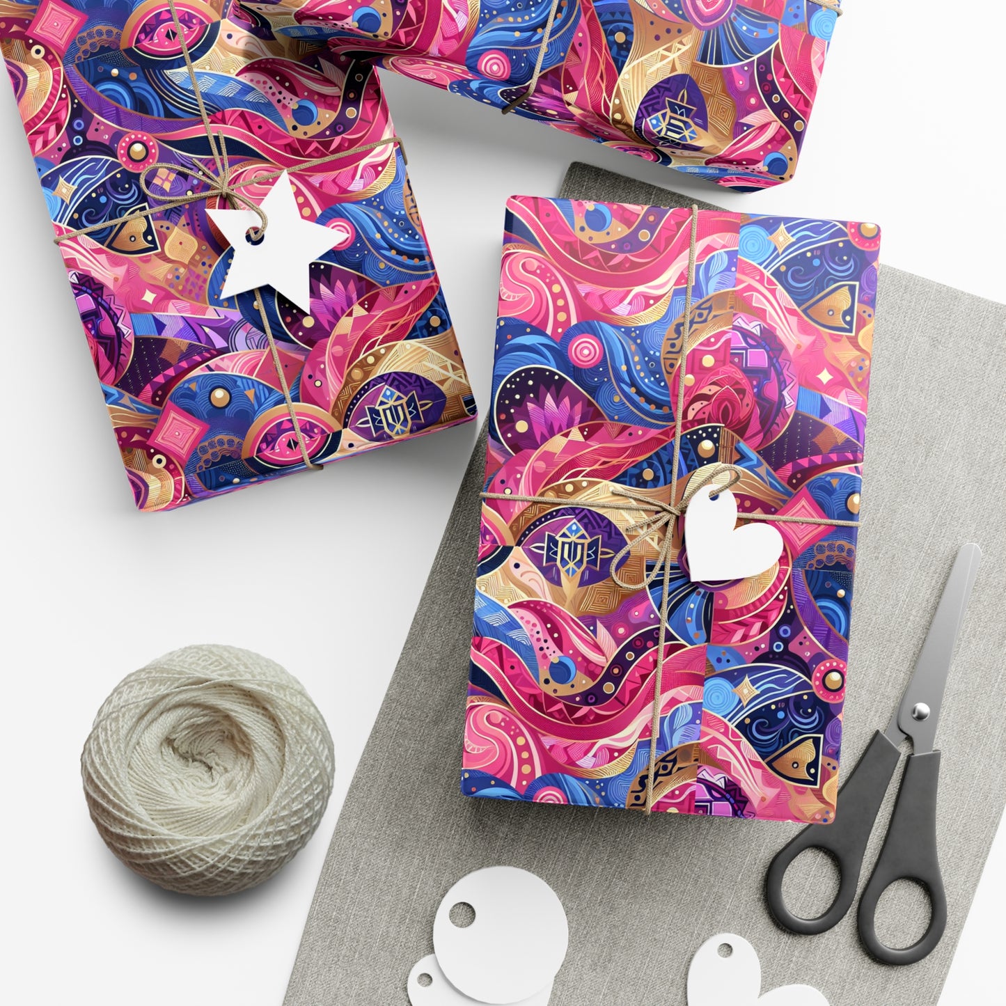 Vibrant Gift Wrap Papers - Colorful Heart Design for Special Occasions