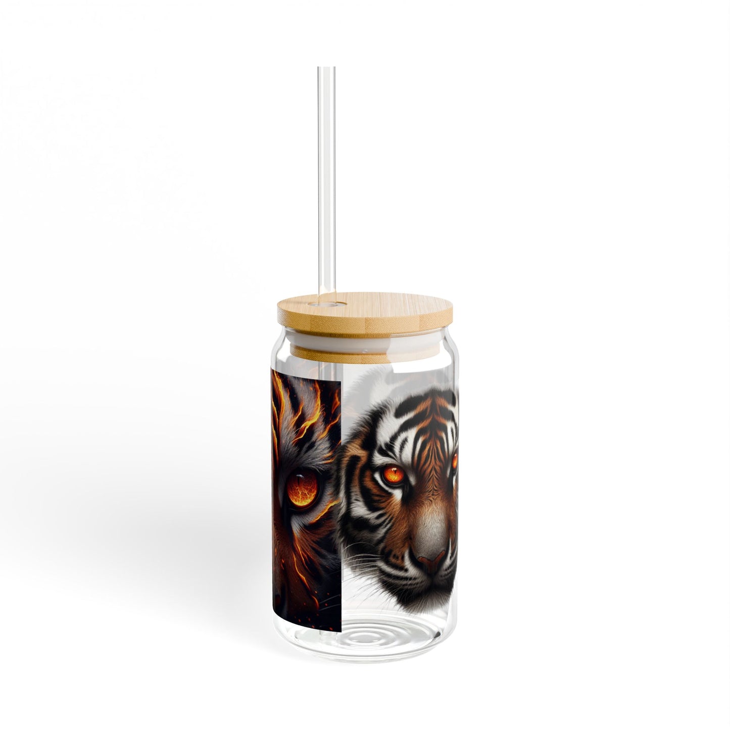 Fierce Tiger Sipper Glass - 16oz Colorful Reusable Drinkware