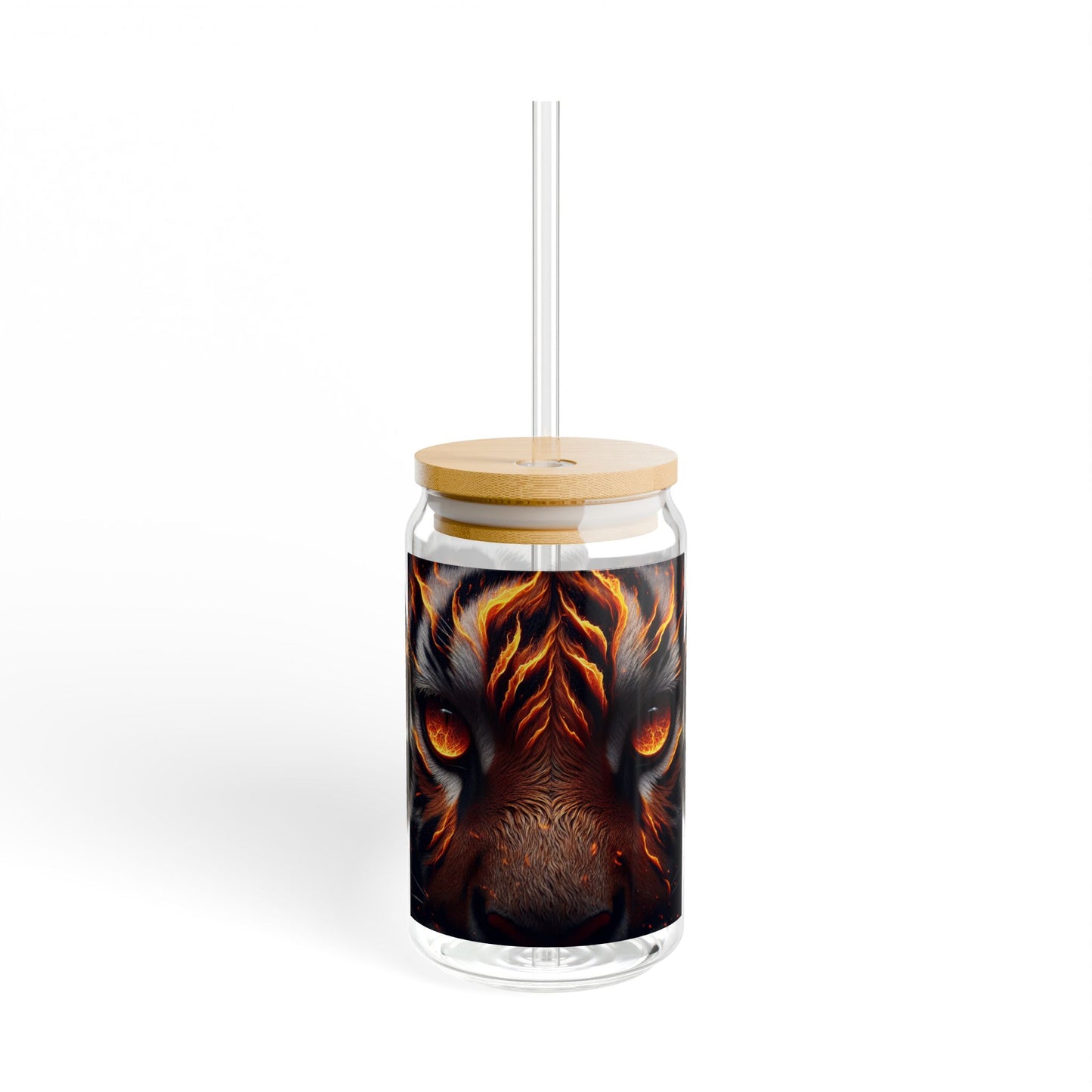 Fierce Tiger Sipper Glass - 16oz Colorful Reusable Drinkware