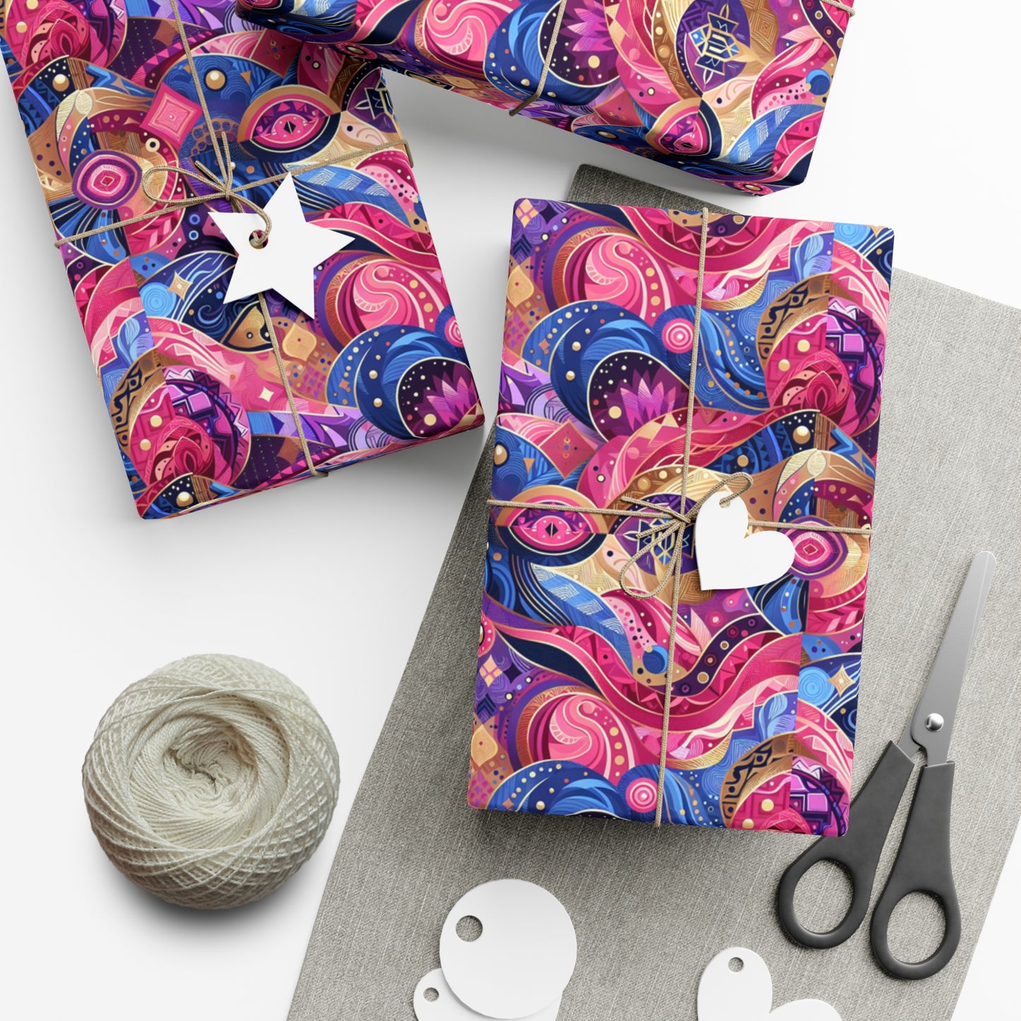 Vibrant Gift Wrap Papers - Colorful Heart Design for Special Occasions